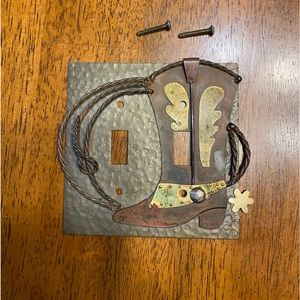 Rustic, cowboy boot switch plate cover. For two light switches.
